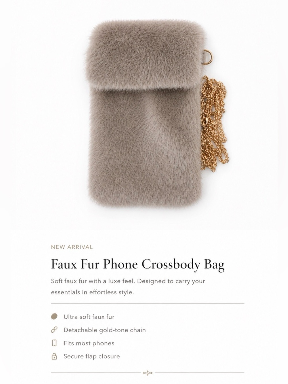 BEAUTIFUL FAUX FUR PHONE CROSSBODY